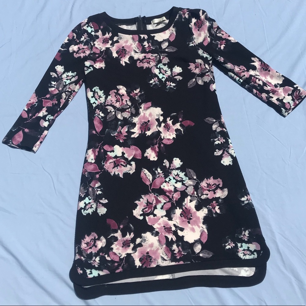 Floral mid length sleeve dress